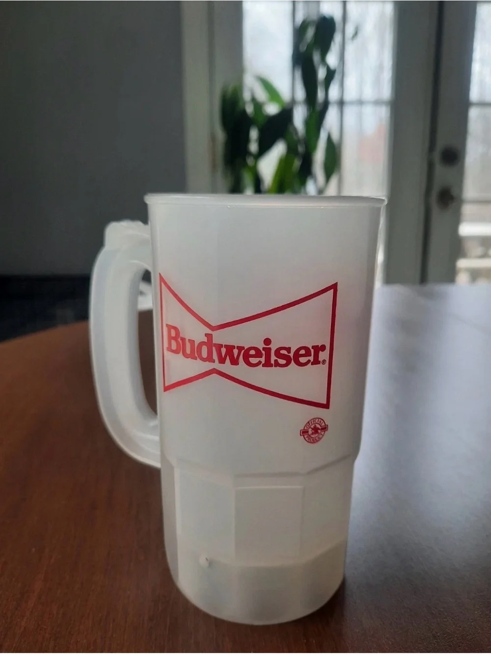 Vinted Budweiser White Plastic Mug with Red Logo